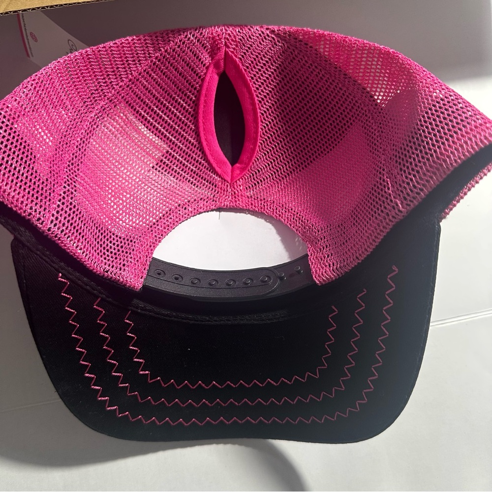 Crazy Chicken Lady Ponytail Pink Adjustable Fun Trucker Style Hat/NWT - Picture 7 of 13